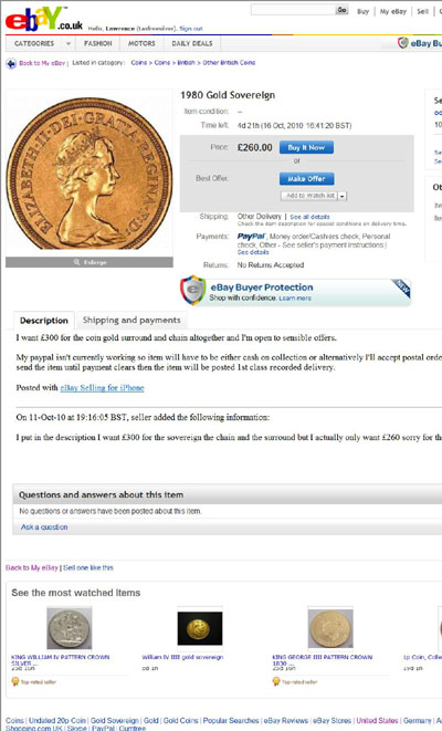 oohellsbellsoo 1980 Elizabeth II Uncirculated Sovereign eBay Auction Listing